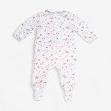 Sleepsuit Collared White with Pink Flowers and Rob