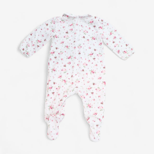 Sleepsuit Collared White with Pink Flowers and Rob