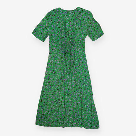 Maxi Dress Green Purple Berry Print Button Front