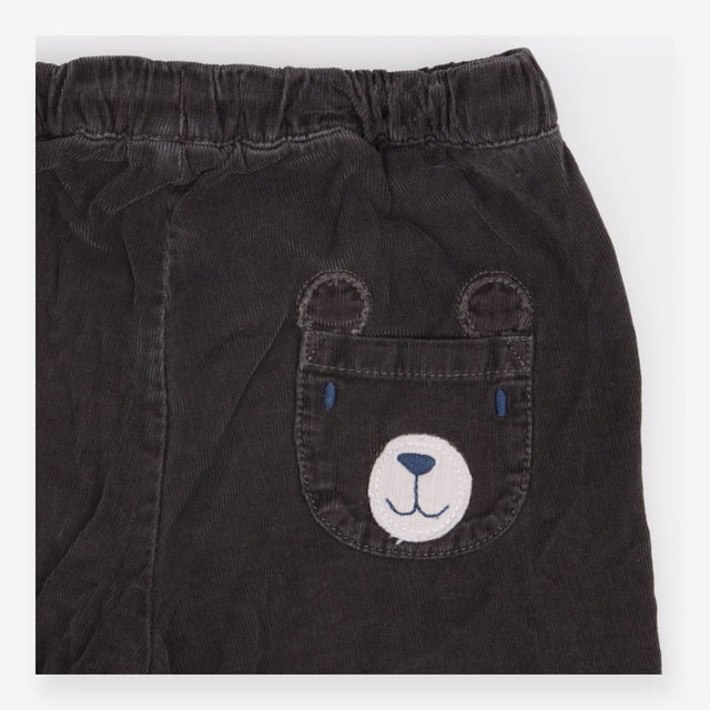 Pull on trousers cord grey white drawstring