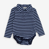 Bodysuit collared blue stripey