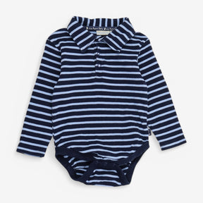 Bodysuit collared blue stripey