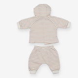 Outfit tracksuit cream small brown stripe popper h