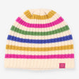 Knit Hat Cream Multicolour Striped Ribbed Beanie