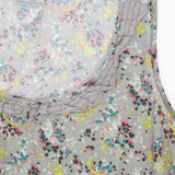 Grey Ditsy Floral Cotton Strappy Top Lace Ruffle T