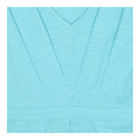 Teal Cotton V-Neck A-Line Sundress UK Pleated Midi