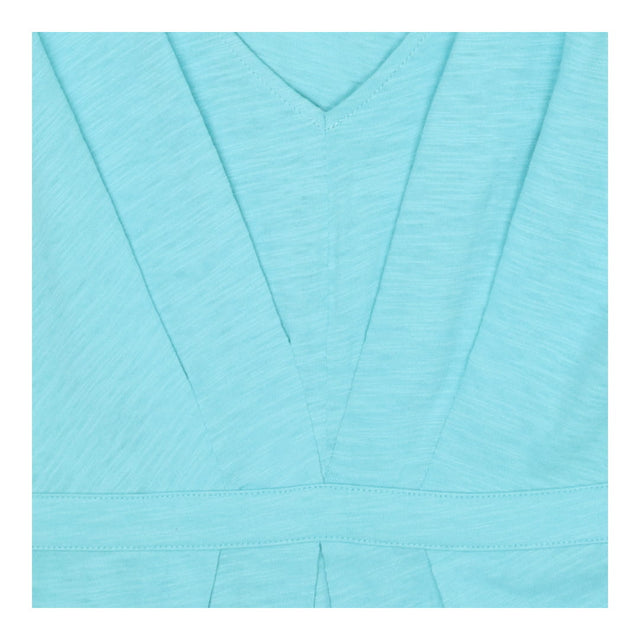 Teal Cotton V-Neck A-Line Sundress UK Pleated Midi