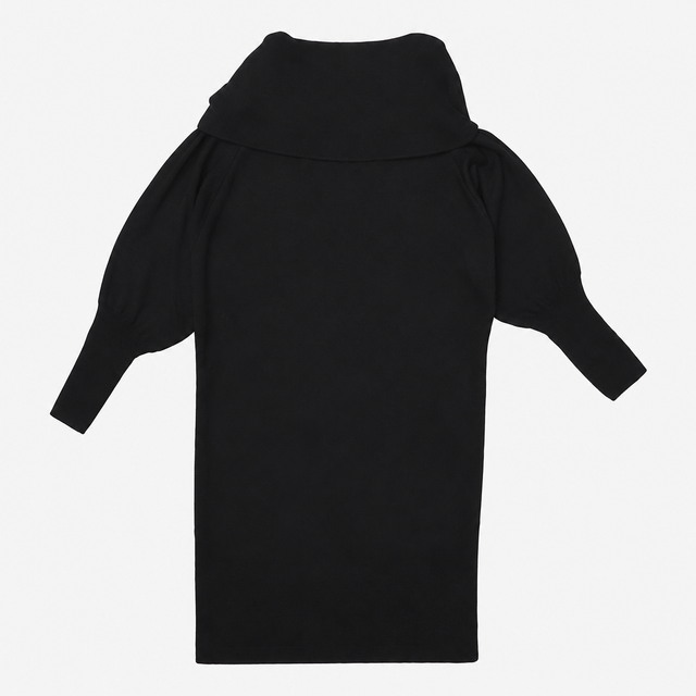 Knit Dress Black Cowl Neck Batwing Sleeve