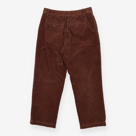 Brown Corduroy Trousers with Pleated Front & Butto