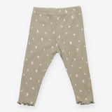 Legging Ribbed Green with White Flowers