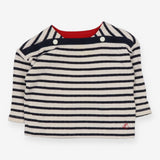 T-shirt long sleeve white and navy striped