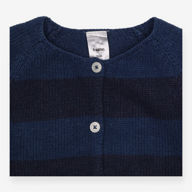 Cardigan blue large stripes buttons