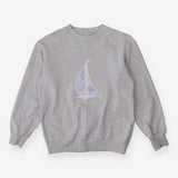 Sweatshirt Grey Marl Blue Stripe Sailing Boat