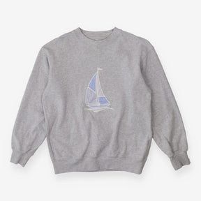 Sweatshirt Grey Marl Blue Stripe Sailing Boat