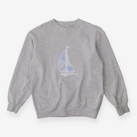 Sweatshirt Grey Marl Blue Stripe Sailing Boat