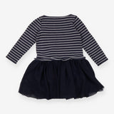 Jersey dress long sleeve striped with tulle skirt