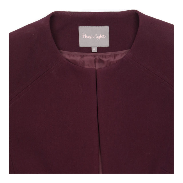 Jacket Burgundy Open Front Crop Tailored