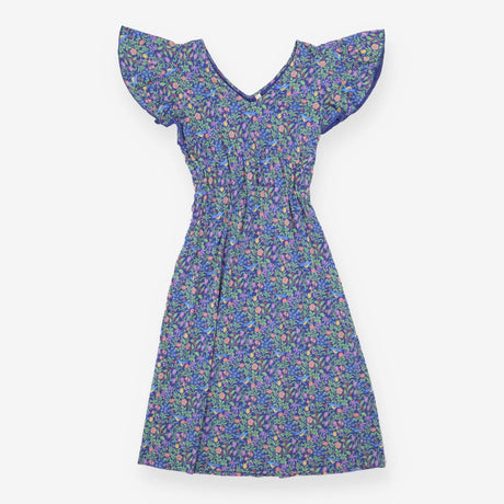 Purple Ditsy Botanical Print Midi Dress