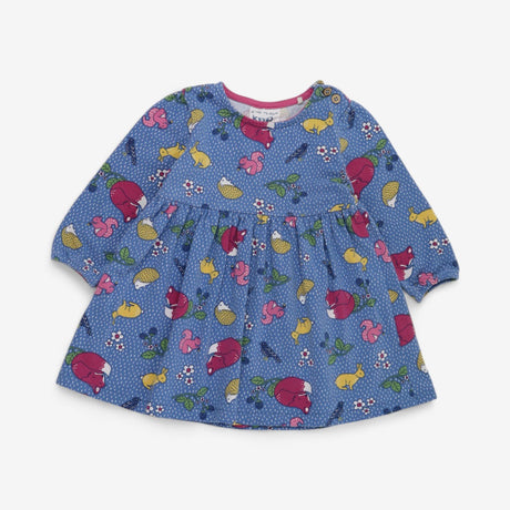 Blue Dash Woodland Animal LS Dress