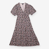 Midi Dress Floral Print Long Sleeve Jersey