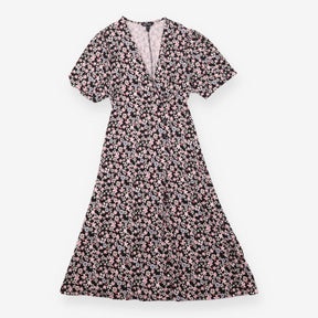 Midi Dress Floral Print Long Sleeve Jersey