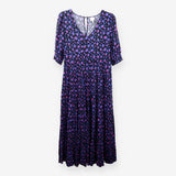 Maxi Dress Leopard Print Tiered Blue Pink