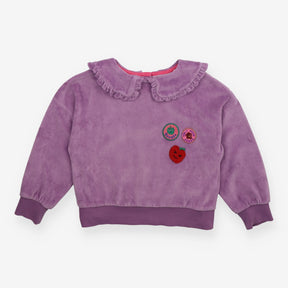 Sweater Collared Velour Purple with Appliques