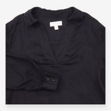 Top 100% Linen V-Neck Long Sleeve Black