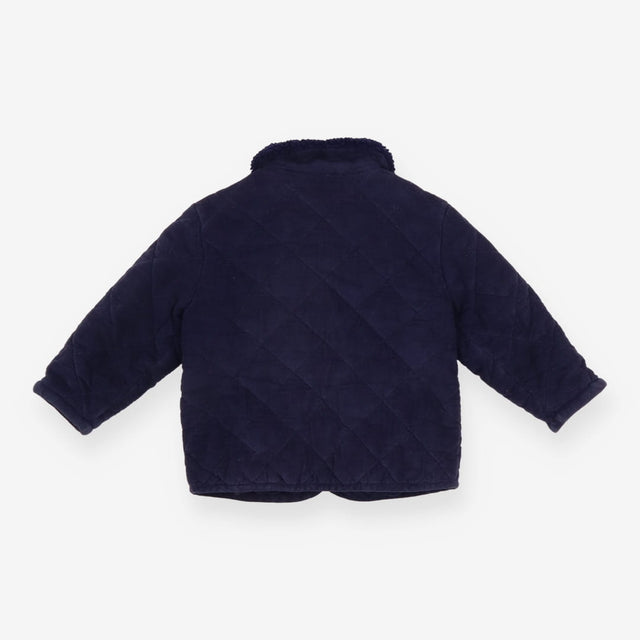 Jacket quilted cord navy fleece collar