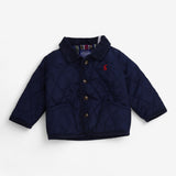 Quilted Navy Jacket with Cord Collar