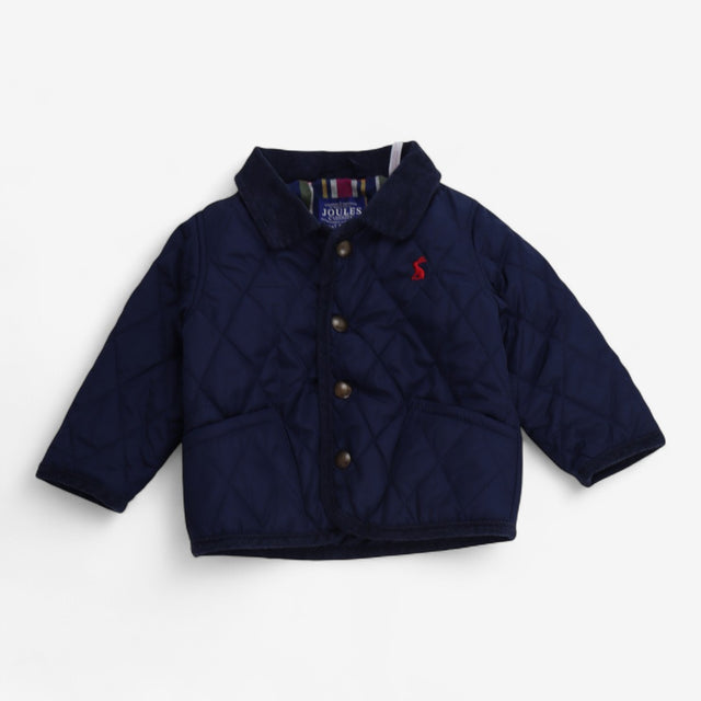 Quilted Navy Jacket with Cord Collar