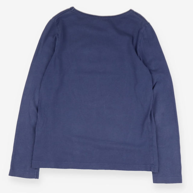 Tee blue applique owl LS