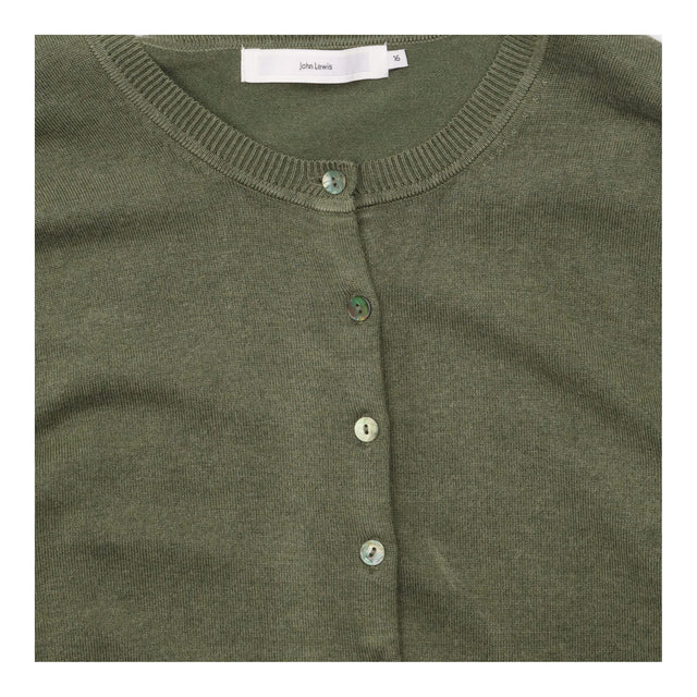 Olive Khaki Green Crew Neck Long Sleeve Button Fro