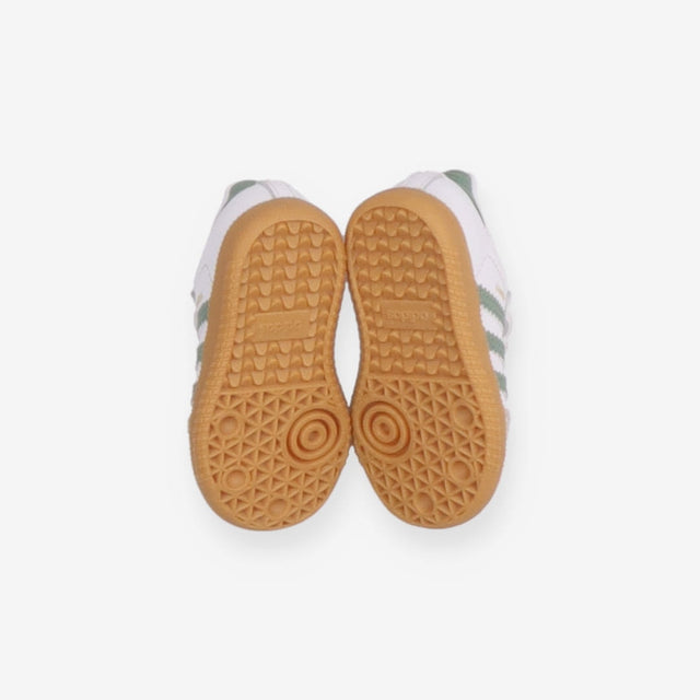 Adidas White and Green Samba Trainers