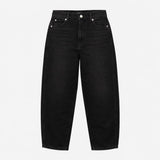 Washed Black 100% Cotton High Waist 5 Pocket Barre