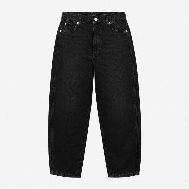 Washed Black 100% Cotton High Waist 5 Pocket Barre