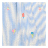 Blue Seersucker Dress with Embroided Ice Creams