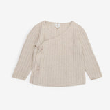 Cream Ribbed Wrap Cardigan