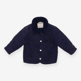 Jacket quilted cord navy fleece collar