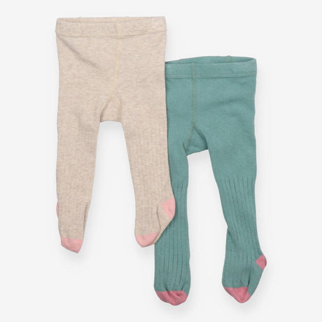 Cream and Green Tights 2 Pack 