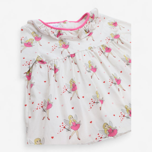 Long Sleeve White Top with Ballerina Fairy, Ruffle