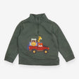 Sweater 1/4 zip khaki with safari animals in jeep