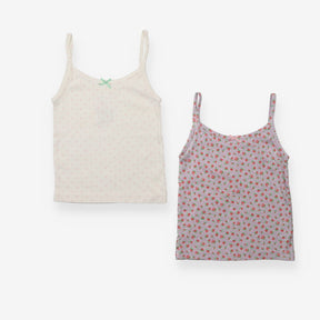 Vests purple roses and pink spotty 2pk