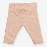 Legging Peach with ruffle bottom and Bow in the ba