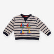 Sweater jersey navy and grey striped sailboats
