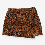 Leopard Print Mini Cord Wrap Skirt