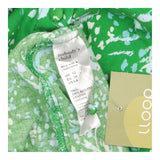 Dress V-Neck Button Front Abstract Print Green