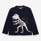 T-shirt long sleeved navy dinosaurs fossil