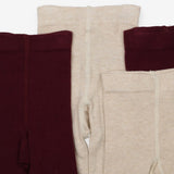 Beige and burgandy four pack of tights