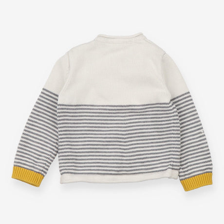 Cardigan cream grey stripes
